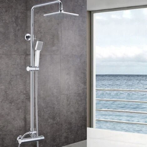 Sky Thermostatic Mixer Shower Set COOL TOUCH Thermostatic Valve Square Silver 1 Sky Thermostatic Mixer Shower Set COOL TOUCH Thermostatic Valve Square Silver