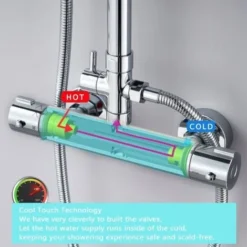 Sky Thermostatic Mixer Shower Set COOL TOUCH Thermostatic Valve Square Silver 8 Sky Thermostatic Mixer Shower Set COOL TOUCH Thermostatic Valve Square Silver -Bathroom Supplies Store 76385524 4