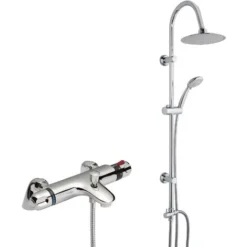 Thermostatic Bath Shower Mixer Tap With Round 3 Way Shower Kit