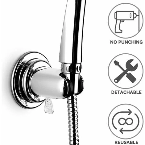 Shower Holder, Replaceable Hand Strong Vacuum Suction Cup Shower Head Holder, Universal Adjustable Suction Cup Shower Holder, Removable Wall Suction Cup Holder, ABS Plastic 2 Shower Holder, Replaceable Hand Strong Vacuum Suction Cup Shower Head Holder, Universal Adjustable Suction Cup Shower Holder, Removable Wall Suction Cup Holder, ABS Plastic - Image 2