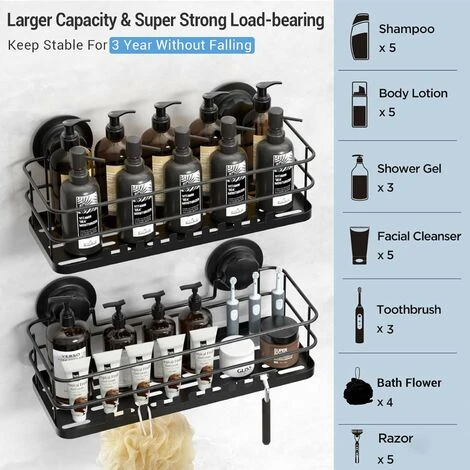 Shower Shelf, No Drilling Shower Caddy 2 Shelves, Wall Mounted Shower Organizer Storage Baskets Stainless Steel Shower Soap Holder For Bathroom And Kitchen 2 Shower Shelf, No Drilling Shower Caddy 2 Shelves, Wall Mounted Shower Organizer Storage Baskets Stainless Steel Shower Soap Holder For Bathroom And Kitchen - Image 2
