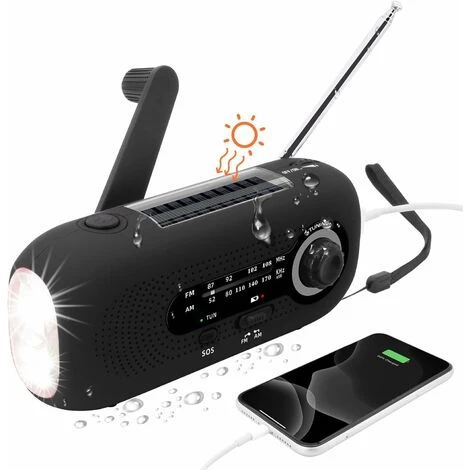Portable Solar Radio Dynamo Radio Solar Radio With SOS Alarm For Emergencies Small Radio Waterproof IPX3 Radio AM/FM Crank Radio Flashlight 2000mAh Battery 1 Portable Solar Radio Dynamo Radio Solar Radio With SOS Alarm For Emergencies Small Radio Waterproof IPX3 Radio AM/FM Crank Radio Flashlight 2000mAh Battery