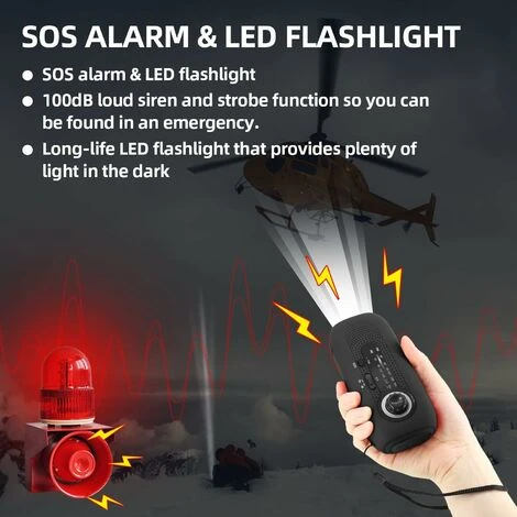 Portable Solar Radio Dynamo Radio Solar Radio With SOS Alarm For Emergencies Small Radio Waterproof IPX3 Radio AM/FM Crank Radio Flashlight 2000mAh Battery 2 Portable Solar Radio Dynamo Radio Solar Radio With SOS Alarm For Emergencies Small Radio Waterproof IPX3 Radio AM/FM Crank Radio Flashlight 2000mAh Battery - Image 2