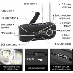 Portable Solar Radio Dynamo Radio Solar Radio With SOS Alarm For Emergencies Small Radio Waterproof IPX3 Radio AM/FM Crank Radio Flashlight 2000mAh Battery 8 Portable Solar Radio Dynamo Radio Solar Radio With SOS Alarm For Emergencies Small Radio Waterproof IPX3 Radio AM/FM Crank Radio Flashlight 2000mAh Battery -Bathroom Supplies Store 78700216 4