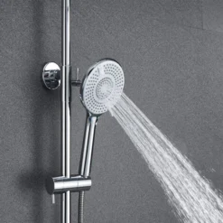 AICA Bathroom Thermostatic Mixer Shower Set Square Silver Twin Head Exposed Valve 255mm Round -Bathroom Supplies Store 79998532 4