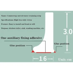 Self-adhesive Bathroom Water Stop Stroke Floor Water Restraint Bar Silicone Water Restraint Bar Threshold Foldable Shower Barrier And System, White, 50cm / 19in -Bathroom Supplies Store 85705515 5