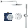 Grohe Grohtherm Concealed Shower Set With Thermostatic Mixer, XXL 250 Head Shower And Hand Shower, Chrome (34727000-XXL2)