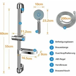 5 Modes Shower Set With Shower Column, Hand Shower, Shower Hose For Bathroom 9 5 Modes Shower Set With Shower Column, Hand Shower, Shower Hose For Bathroom -Bathroom Supplies Store 86198294 5