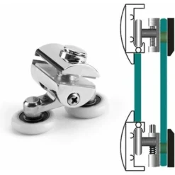 Sliding Glass Door Pulley Side Hanging Wheel Bathroom Double Wheel Roller (4 Pieces Silver Diameter 23mm Upper And Lower Wheels) Suitable For Home Use -Bathroom Supplies Store 86206922 3
