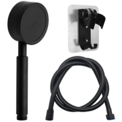 Shower Head With Hose And Hand Shower 80mm Diameter With 1.5m Shower Hose Stainless Steel Water Saving And High Pressure Hand Shower Black