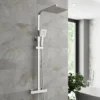 Thermostatic Shower Mixer Square Chrome Bathroom Twin Head Set
