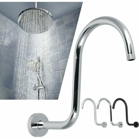 Shaped Shower Arm, Gooseneck Shower Arm Extension Heavy Duty Solid Stainless Steel Hose Replacement For Bathroom Shower Head (Shower Arm Plated) 2 Shaped Shower Arm, Gooseneck Shower Arm Extension Heavy Duty Solid Stainless Steel Hose Replacement For Bathroom Shower Head (Shower Arm Plated) - Image 2