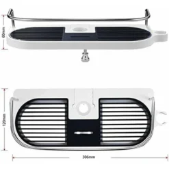 Telescopic Shower Shelf, Aluminum Alloy Adjustable Post Shower Shelf With 2 Towel Hooks, No Drilling Installation, Bathroom Organizer, 19-25mm -Bathroom Supplies Store 88297184 3