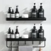 Shower Shelf Without Drilling Bathroom Shelf With Towel Rail And Aluminum Hook Storage Shelf For Shower And Kitchen Set Of 2 Black
