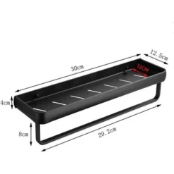 Shower Shelf Without Drilling Bathroom Shelf With Towel Rail And Aluminum Hook Storage Shelf For Shower And Kitchen Set Of 2 Black -Bathroom Supplies Store 89263733 5