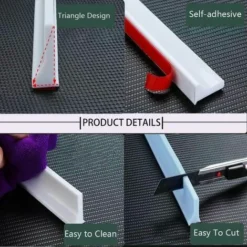 2M/78inch Silicone Shower Threshold Water Barrier,Wet Room Floor Water Barrier,Bathroom Water Dam,Shower Sealing Strip,Sink Bathtub Retaining Strip For Wet And Dry Separation (L Shape,3cm High) -Bathroom Supplies Store 89808304 5