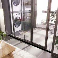 LITZEE Black Shower Barrier 2 ME Silicone Retention System, Shower Threshold Anti Overflow Rubber Water Dam Self Adhesive, Waterproof Door Seal For Bathroom Floor -Bathroom Supplies Store 90319956 4