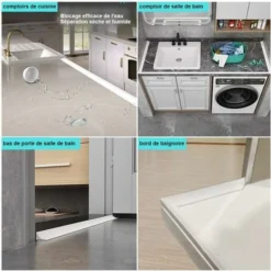 LITZEE 2 ME White Silicone Shower Barrier Retention System, Self Adhesive Rubber Shower Threshold, Water Dam, Waterproof Door Seal For Bathroom Floor -Bathroom Supplies Store 90319986 4