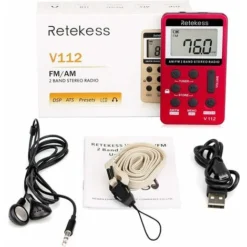 Portable Mini Radio, Rechargeable FM AM Radio, Walkman, Station Storage, Sleep Timer, Outdoor, Sports(Red) -Bathroom Supplies Store 90575010 5