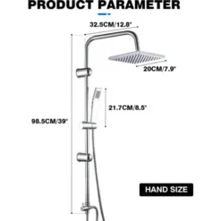 Bathroom Square Shower Mixer Set Twin Head Chrome Waterfall Riser Rail Hose NEW -Bathroom Supplies Store 91300086 5