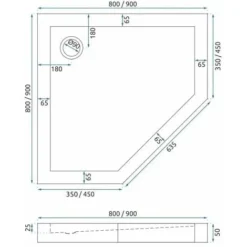 Shower Tray Diamond Black 90x90 -Bathroom Supplies Store 91440910 5