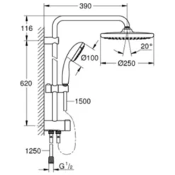 Grohe Vitalio Start System 250 Shower Column With Diverter, Chrome (26680000) -Bathroom Supplies Store 91524899 5