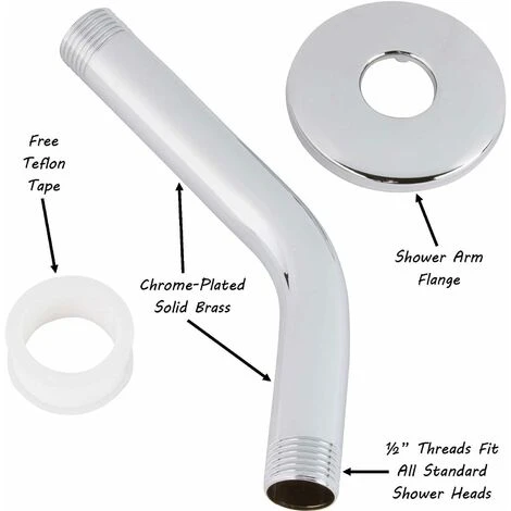 Shower Arm With Flange Wall Mount Replacement Corner Shower Head Arm Wall Mount For Fixed Showerhead And Handheld Showerhead 6 Inch Chrome 2 Shower Arm With Flange Wall Mount Replacement Corner Shower Head Arm Wall Mount For Fixed Showerhead And Handheld Showerhead 6 Inch Chrome - Image 2