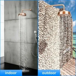 Copper Shower Head, 20cm (8 Inch) Diameter, High Pressure Fixed Shower Head With Adjustable Angle Shower Head Rain Shower Head - Gold -Bathroom Supplies Store 91889414 5