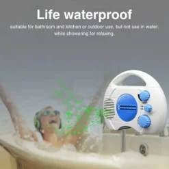 Upgarde Waterproof 5-Level AM FM Compact Shower Radio With Built-in Speaker, Wireless Relax Accessory (Blue) -Bathroom Supplies Store 91901572 4