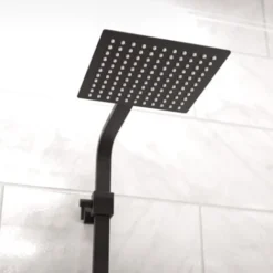 Modern Square Matte Black Exposed Thermostatic Mixer Shower Set With Shower Head And Handheld -Bathroom Supplies Store 91925365 4