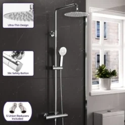 Modern Round Exposed Thermostatic Mixer Shower Set With Shower Head And Handheld 7 Modern Round Exposed Thermostatic Mixer Shower Set With Shower Head And Handheld -Bathroom Supplies Store 92061683 3