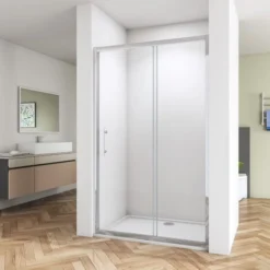 SKY Bathroom Sliding Shower Door Enclosure Cubicle 1500x1900mm 8mm NANO Glass + 1500x700mm Tray Waste Tree