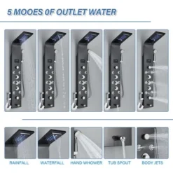 Panel Shower Column Multifunctional Shower System Massaging Nozzles Shower Panel Multifunctional Shower Tower Controlled By Separate Switching -Bathroom Supplies Store 92849003 3