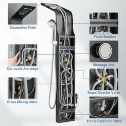 Panel Shower Column Multifunctional Shower System Massaging Nozzles Shower Panel Multifunctional Shower Tower Controlled By Separate Switching -Bathroom Supplies Store 92849003 5