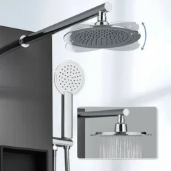 Shower Panel Column Tower With 3 In 1 Multiple Function, Waterfall Rainfall Shower Head Body Jets Handheld Shower Wall Mounted Stainless Steel Shower System Black -Bathroom Supplies Store 92849005 3