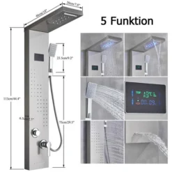 Shower Anel With 5 Types Of Panel Tower System Silver Brushed Nickel Shower Column With Hydromassage Shower Function -Bathroom Supplies Store 92849006 5