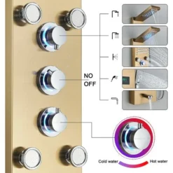 LED Hydromassage Shower Column Mixer 5 Functions Shower Panel Set For Bathroom Stainless Steel System Set With Fixed Shower Head,Massage,Hand Shower And Spout Bathtub -Bathroom Supplies Store 92849012 3