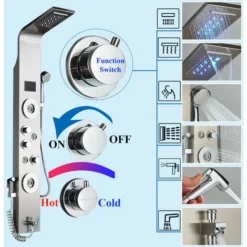 Large Hydromassage Shower Anel LED Shower System With Large LCD Screen -Bathroom Supplies Store 92849017 3