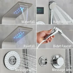 Large Hydromassage Shower Anel LED Shower System With Large LCD Screen -Bathroom Supplies Store 92849017 4
