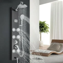 Shower Column Multifunctional Shower System Massaging Nozzles Shower Panel For Bathroom With Adjustable Rain Shower Head