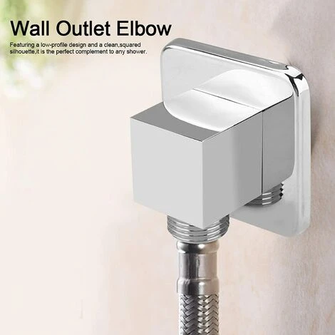 Wall Supply Elbow, Square Shower Outlet Elbow Wall Supply Elbow Shower Hose Connector For Hand Shower, 1/2" 2 Wall Supply Elbow, Square Shower Outlet Elbow Wall Supply Elbow Shower Hose Connector For Hand Shower, 1/2" - Image 2