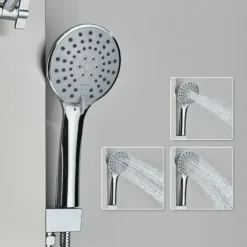 Shower Panels System With 8-inch Rainfall Shower, 6 Body Jets And 5-Setting Handheld Shower Wand, Shower Tower With Adjustable Head, Stainless Steel Brushed -Bathroom Supplies Store 93397156 3