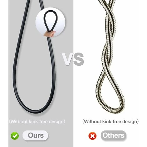 Shower Hose, Premium PVC Shower Head Hose Extension For Bath, Toilet, Dog Cleaning, Bathing, 59 Inches, Matte Black Handheld Shower Hose 3 Shower Hose, Premium PVC Shower Head Hose Extension For Bath, Toilet, Dog Cleaning, Bathing, 59 Inches, Matte Black Handheld Shower Hose - Image 3