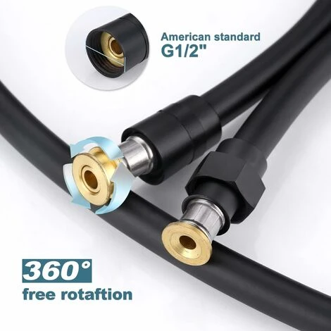 Shower Hose, Premium PVC Shower Head Hose Extension For Bath, Toilet, Dog Cleaning, Bathing, 59 Inches, Matte Black Handheld Shower Hose 4 Shower Hose, Premium PVC Shower Head Hose Extension For Bath, Toilet, Dog Cleaning, Bathing, 59 Inches, Matte Black Handheld Shower Hose - Image 4