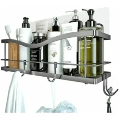 Shower Storage Shelf - Black Wall Mounted Shower & Bath Storage Shelf