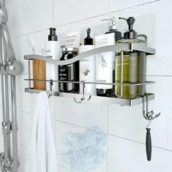 Shower Storage Shelf - Black Wall Mounted Shower & Bath Storage Shelf -Bathroom Supplies Store 93514604 3