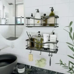 Shower Storage Shelf - Black Wall Mounted Shower & Bath Storage Shelf -Bathroom Supplies Store 93514604 4