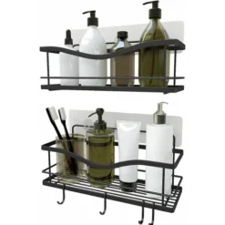 Shower Storage Shelf - Black Wall Mounted Shower & Bath Storage Shelf -Bathroom Supplies Store 93514604 5