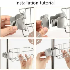 1 Piece No Drilling Shower Shelf, Stainless Telescopic Bathroom Shelf, No Drilling Corner Shower Shelf, Bathroom Shelf, Suitable For Shower Rod, Shampoo Holder -Bathroom Supplies Store 93515562 3