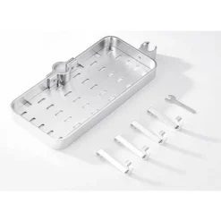 Aluminum Alloy Adjustable Telescopic Shower Shelf Bathroom Organizer Soap Holder No Drilling Assembly For 19mm-25mm -Bathroom Supplies Store 93515658 4